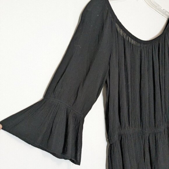 Women's "MUDD" Short Black Chiffon Pull-On Romper; 3/4 Sleeves; Size S - Picture 3 of 7